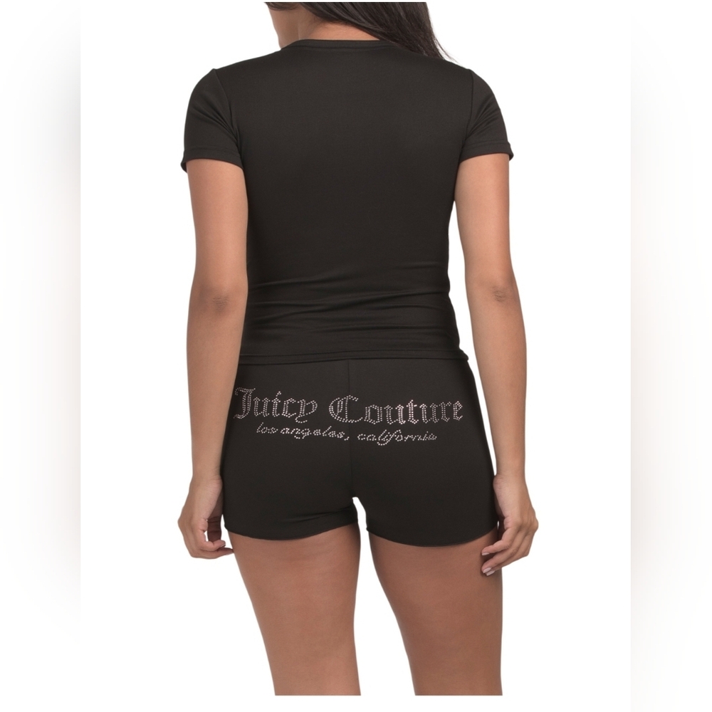 Juicy Couture Black  2 Piece Tight Fit Rhinestone  Sleepwear Set - Picture 2 of 2